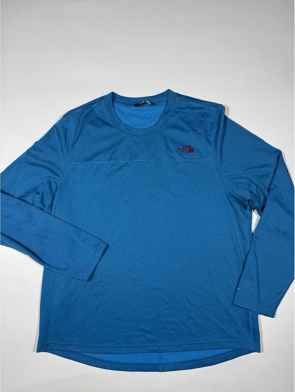 The North Face FlashDry Shirt Men XL Blue Long Sleeve Athletic Hiking